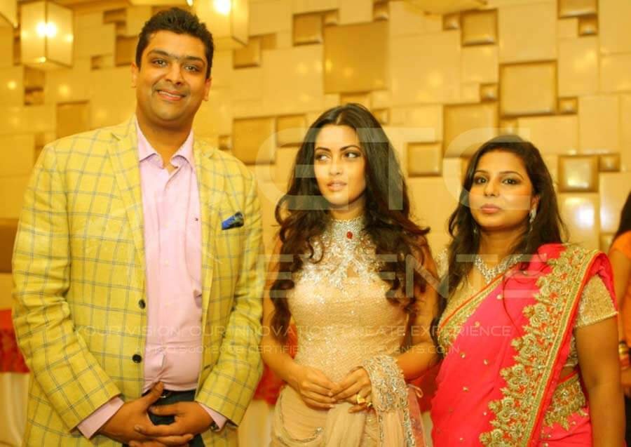 Actress Riya Sen with Mr. Ashu Garg and Lavika Gupta attending a fashion event Athenia